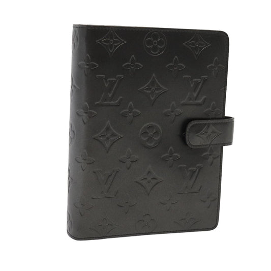 LOUIS VUITTON Monogram Mat Agenda MM Day Planner Cover Black R20925 hk1356
