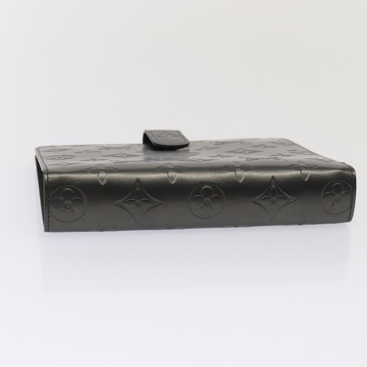 LOUIS VUITTON Monogram Mat Agenda MM Day Planner Cover Black R20925 hk1356