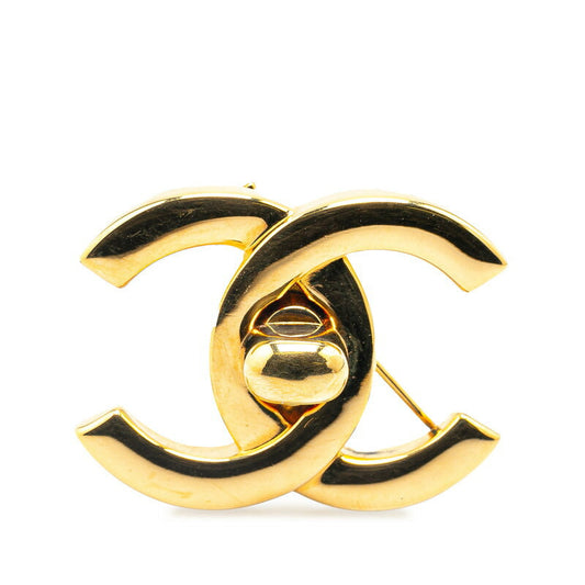 Chanel Coco Mark Turnlock Brooch Gold
