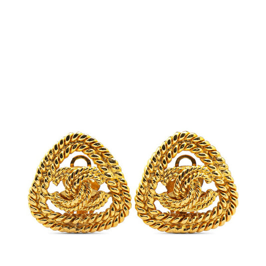 Chanel Coco Mark Triangle Earrings Gold