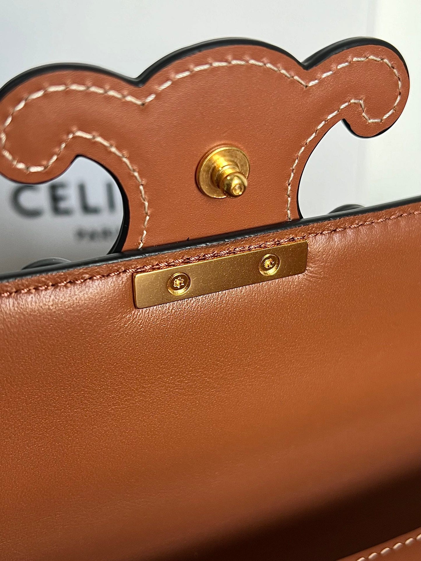 Celine TEEN TRIOMPHE 18 ALL BROWN CALFSKIN GOLD HARDWARE