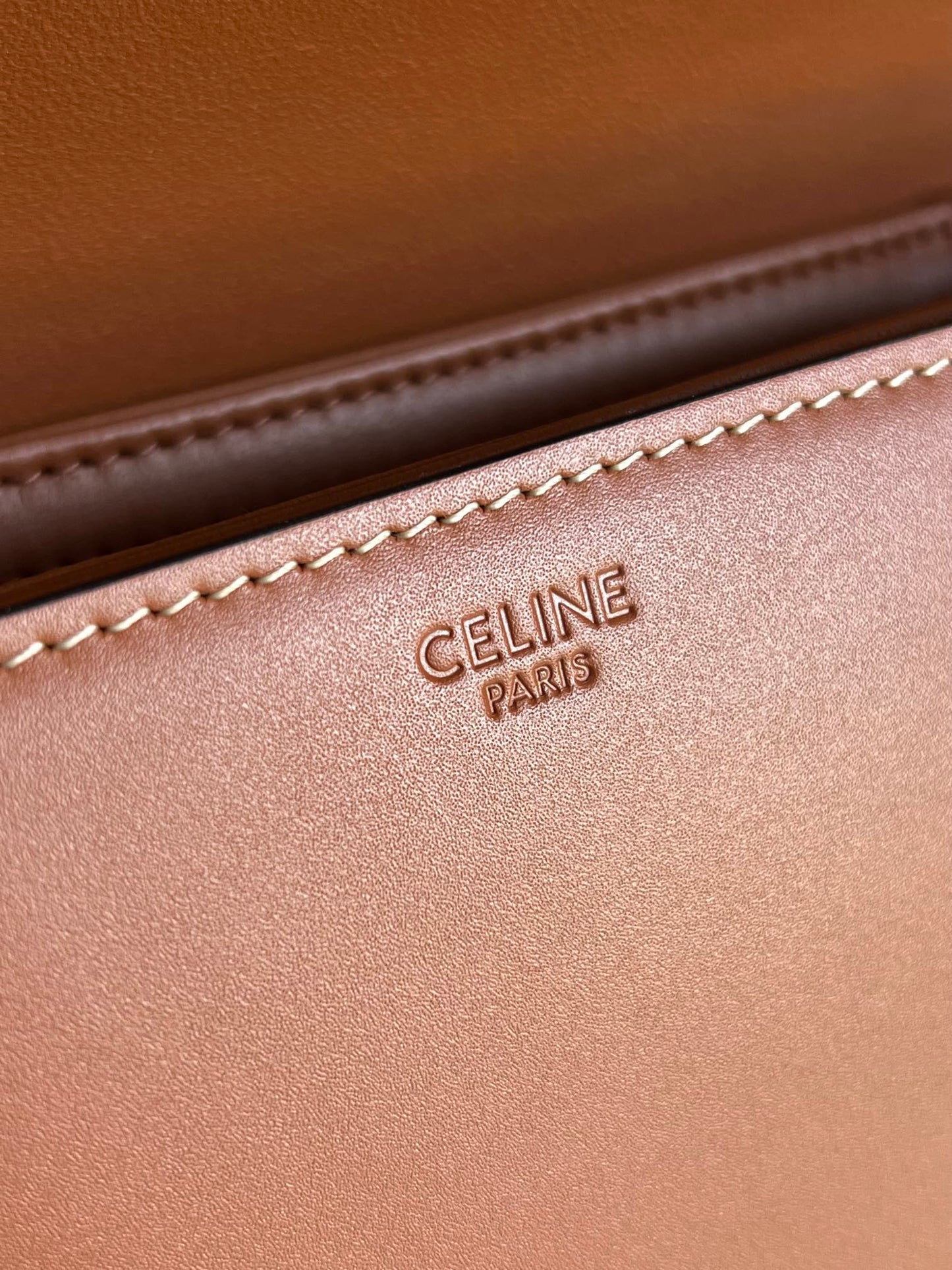 Celine TEEN TRIOMPHE 18 ALL BROWN CALFSKIN GOLD HARDWARE