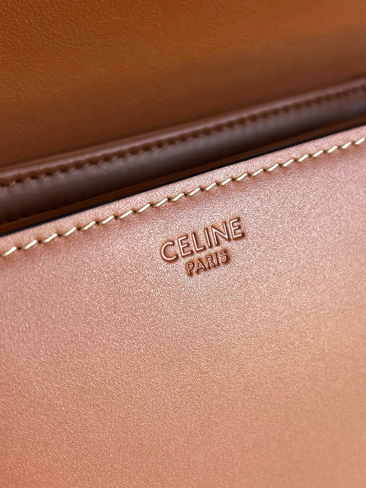 Celine TEEN TRIOMPHE 18 ALL BROWN CALFSKIN GOLD HARDWARE