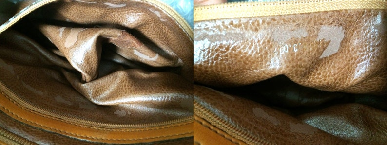 FENDI Vintage orange brown genuine leather mini document bag, clutch purse with embossed logo and epi mix