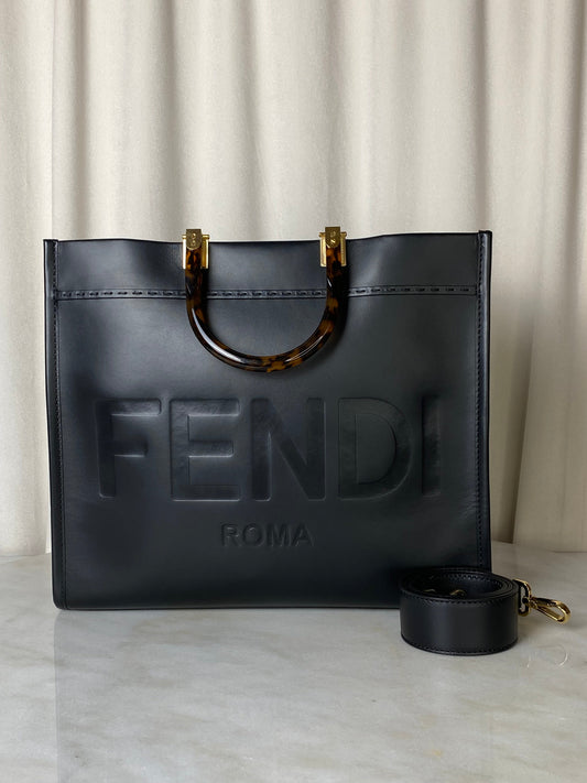 Fendi Black Sunshine Medium Tote Bag