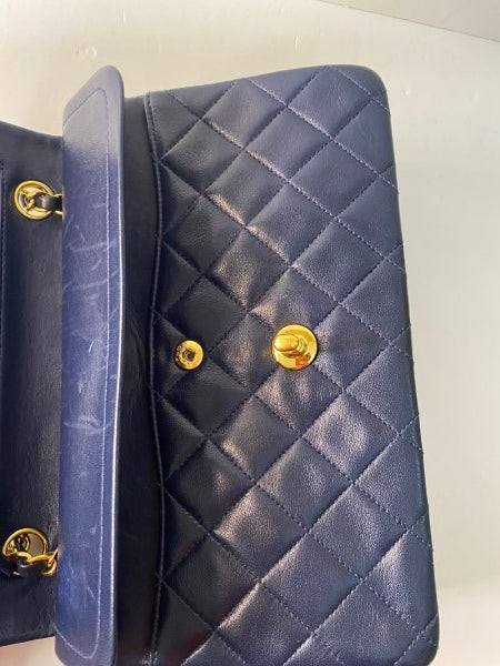 Chanel Navy Vintage Classic Double Flap Small Bag