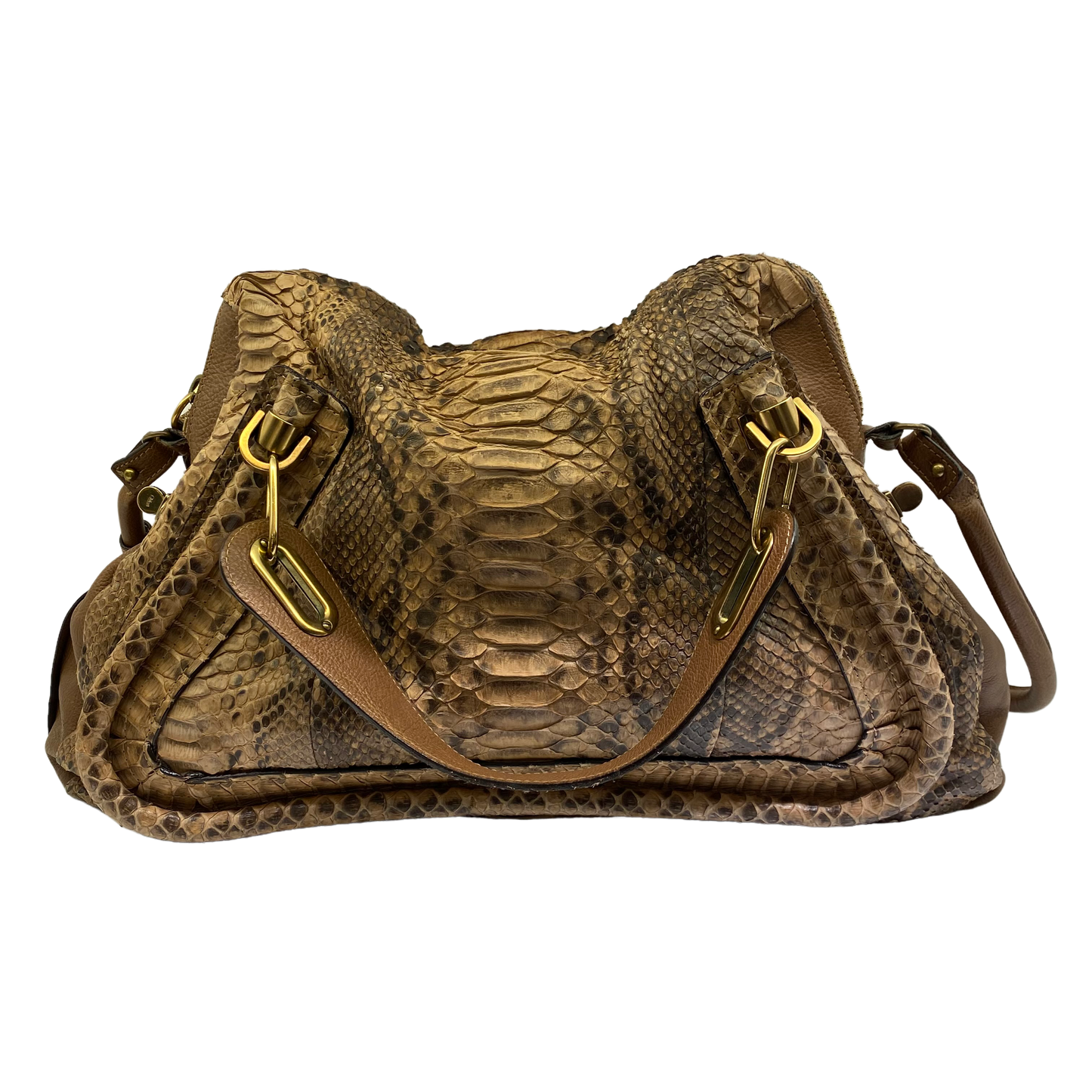 Chloe Brown Python Paraty Tote Shoulder Bag