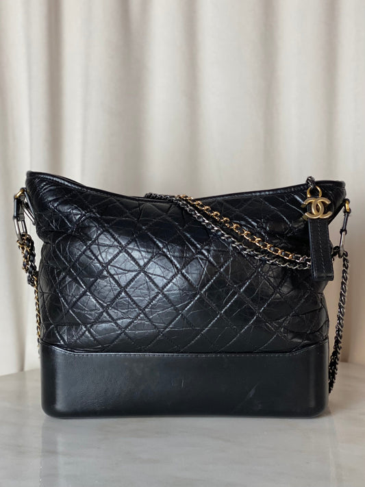 Chanel Black Gabrielle Hobo Large Bag W/ Chain