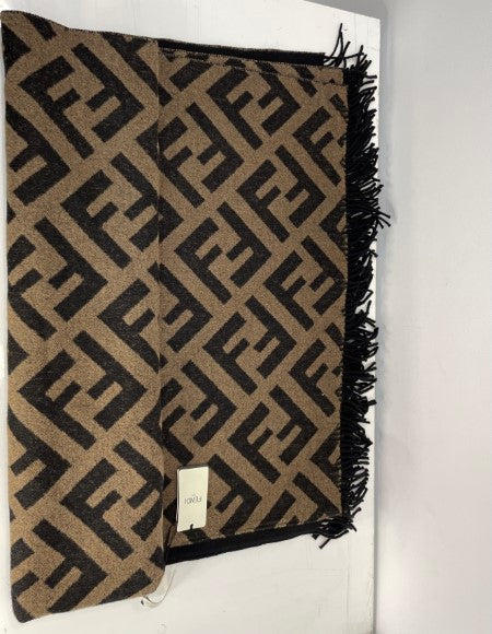 Fendi Bicolor Woven Fabric Poncho Shawl