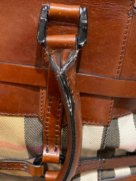 Burberry Camel House Check Bridle Satchel Bag