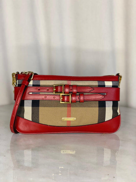 Burberry Bicolor Peyton Bridle House Check Crossbody Bag