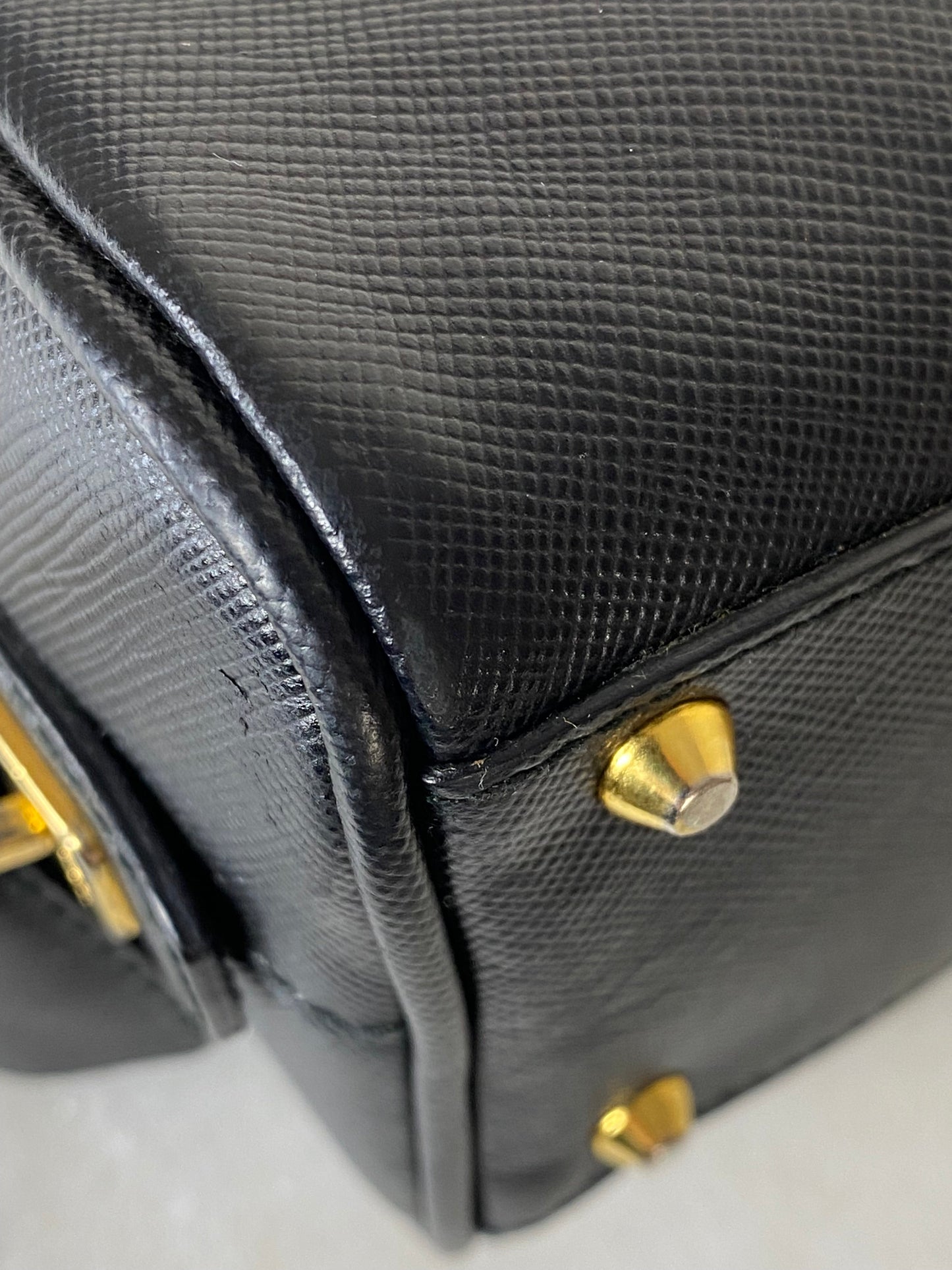 Prada Black Lux Vernis Mini Convertible Bowler Bag
