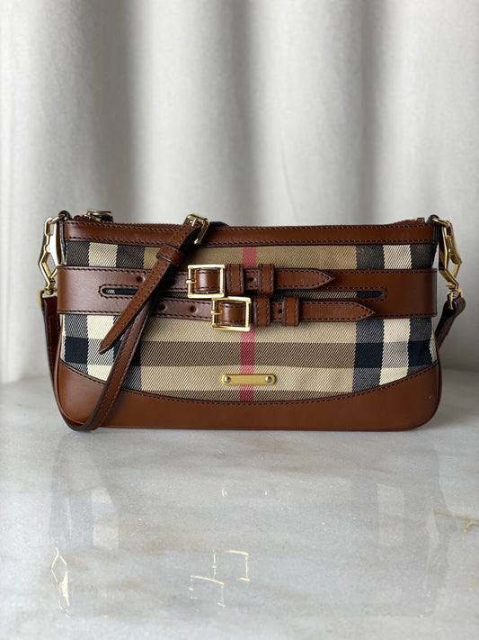 Burberry Camel Beyton Bridle House Check Crossbody Bag