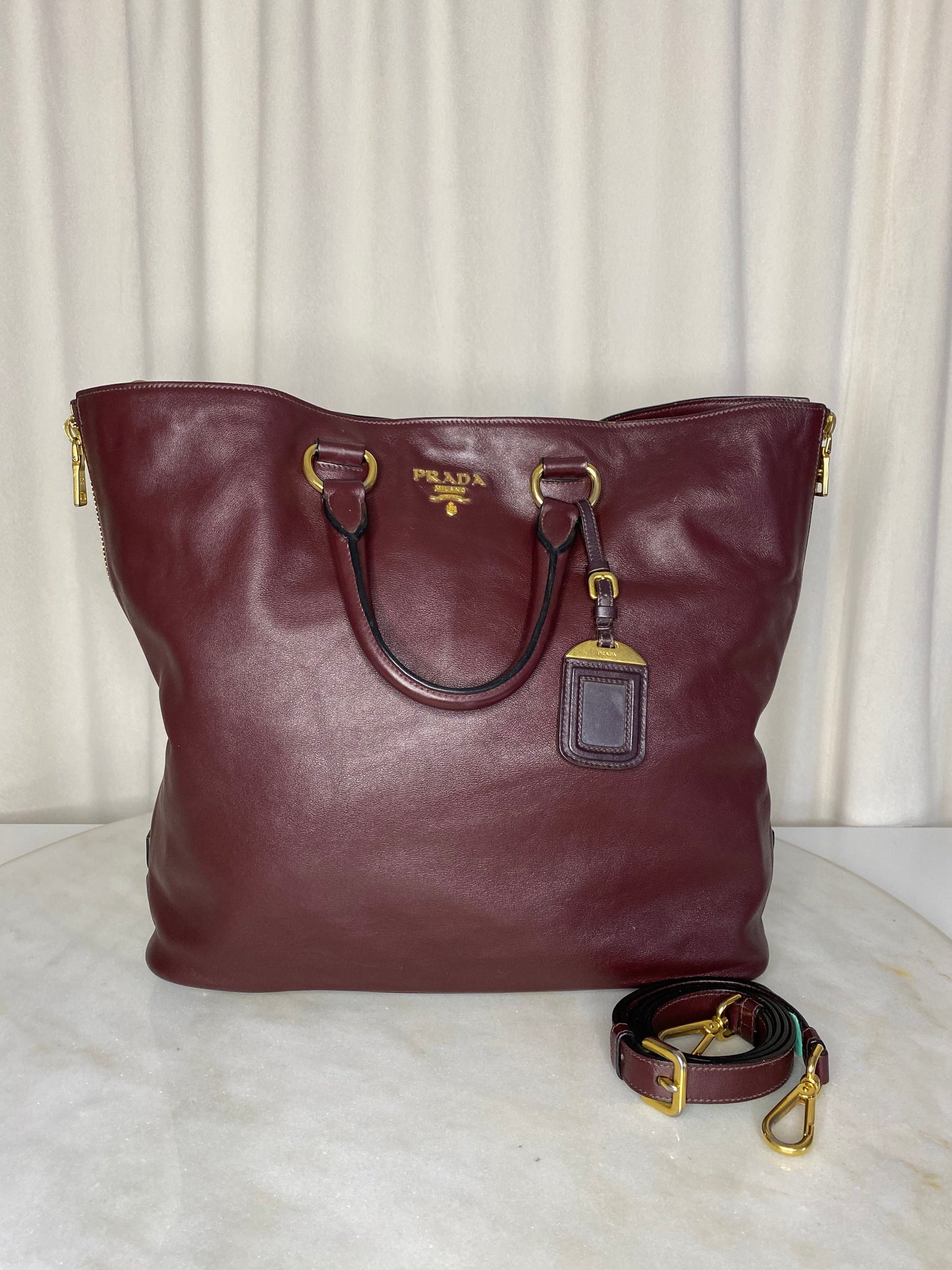 Prada Burgundy Tote Bag