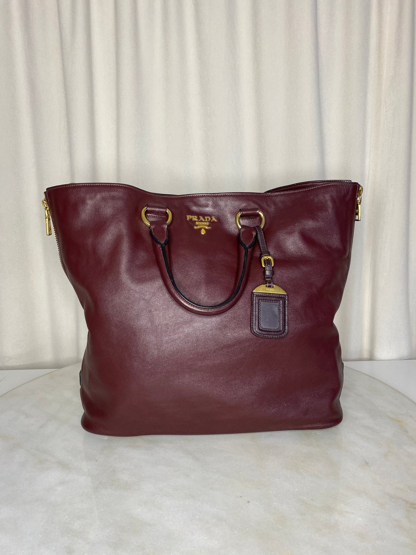 Prada Burgundy Tote Bag