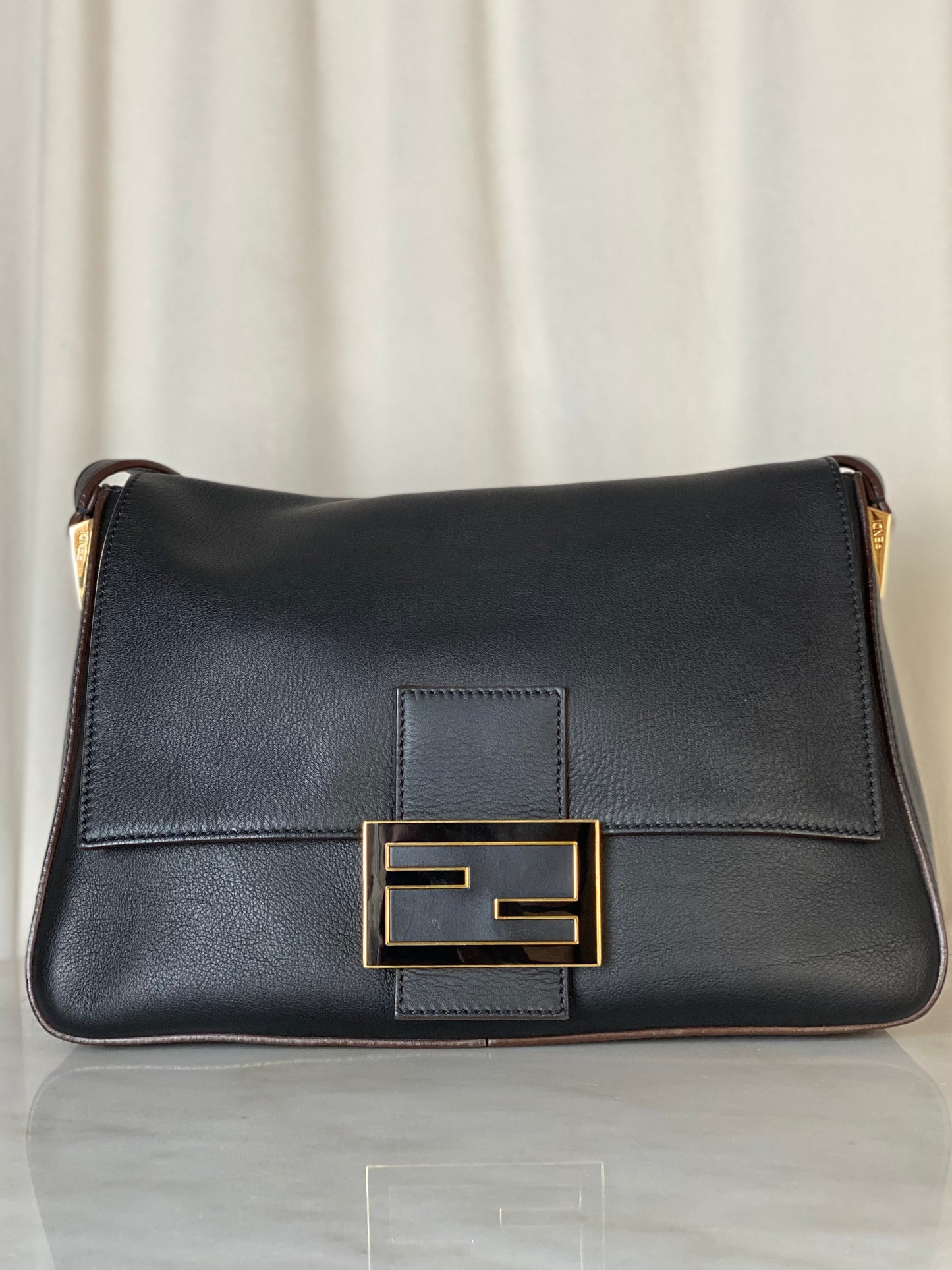 Fendi Black FF Lock Hobo Bag