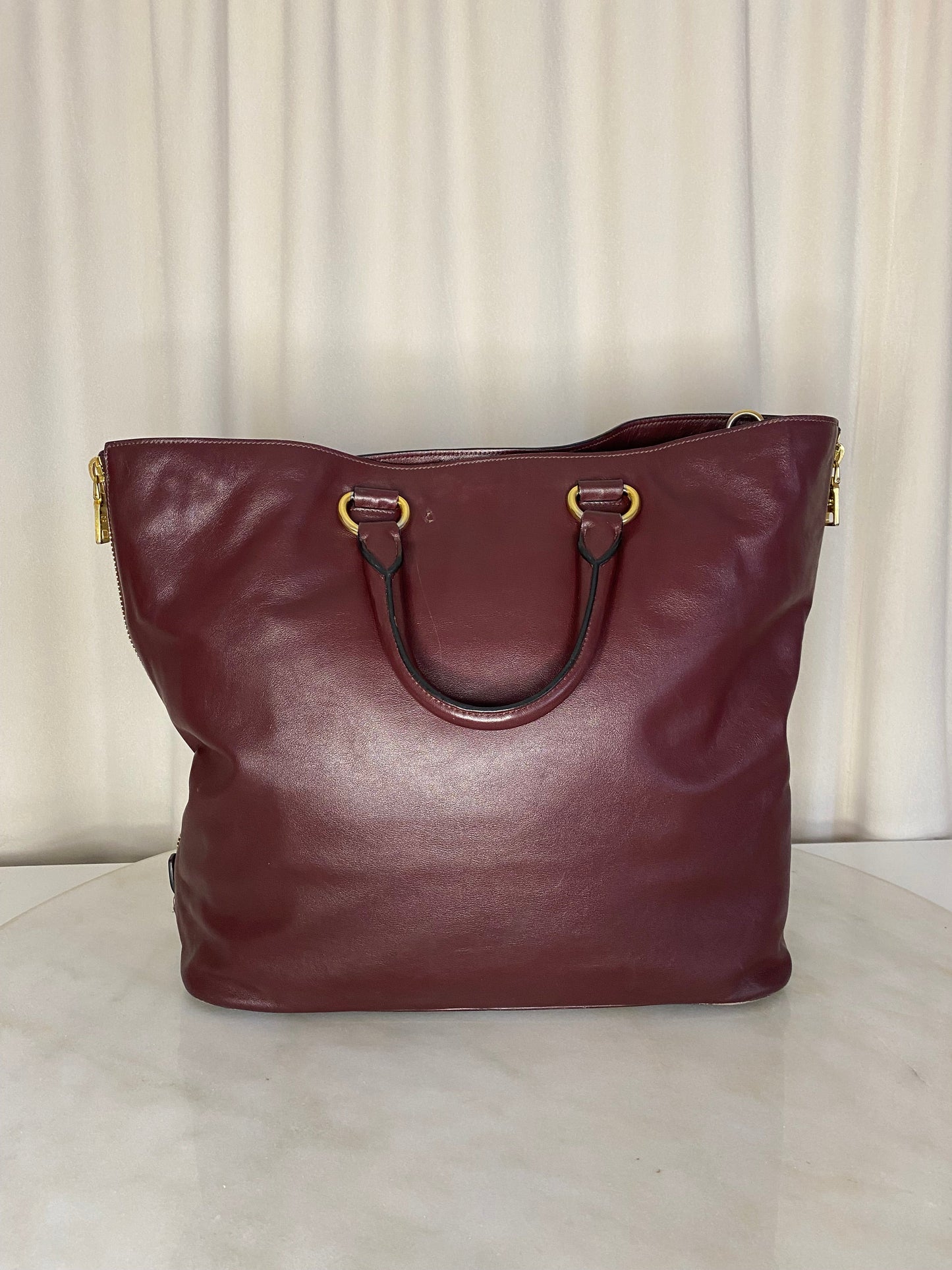 Prada Burgundy Tote Bag