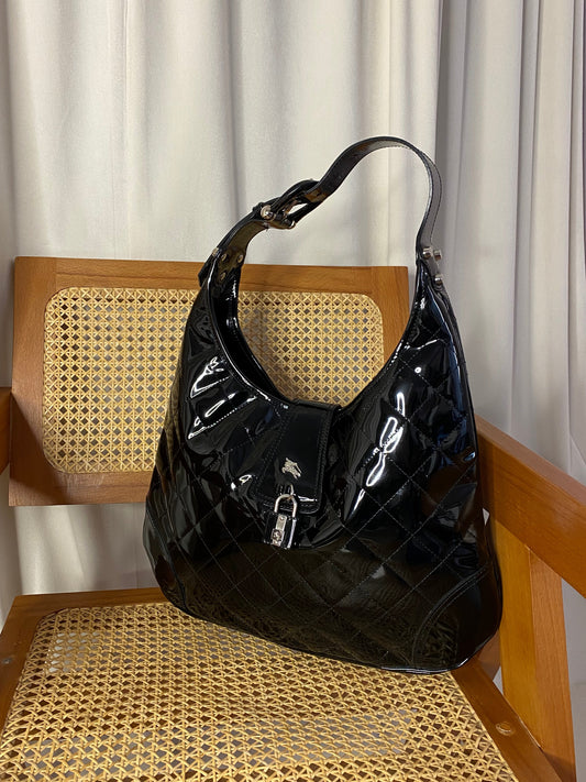 Burberry Black Quilted Hobo Bag