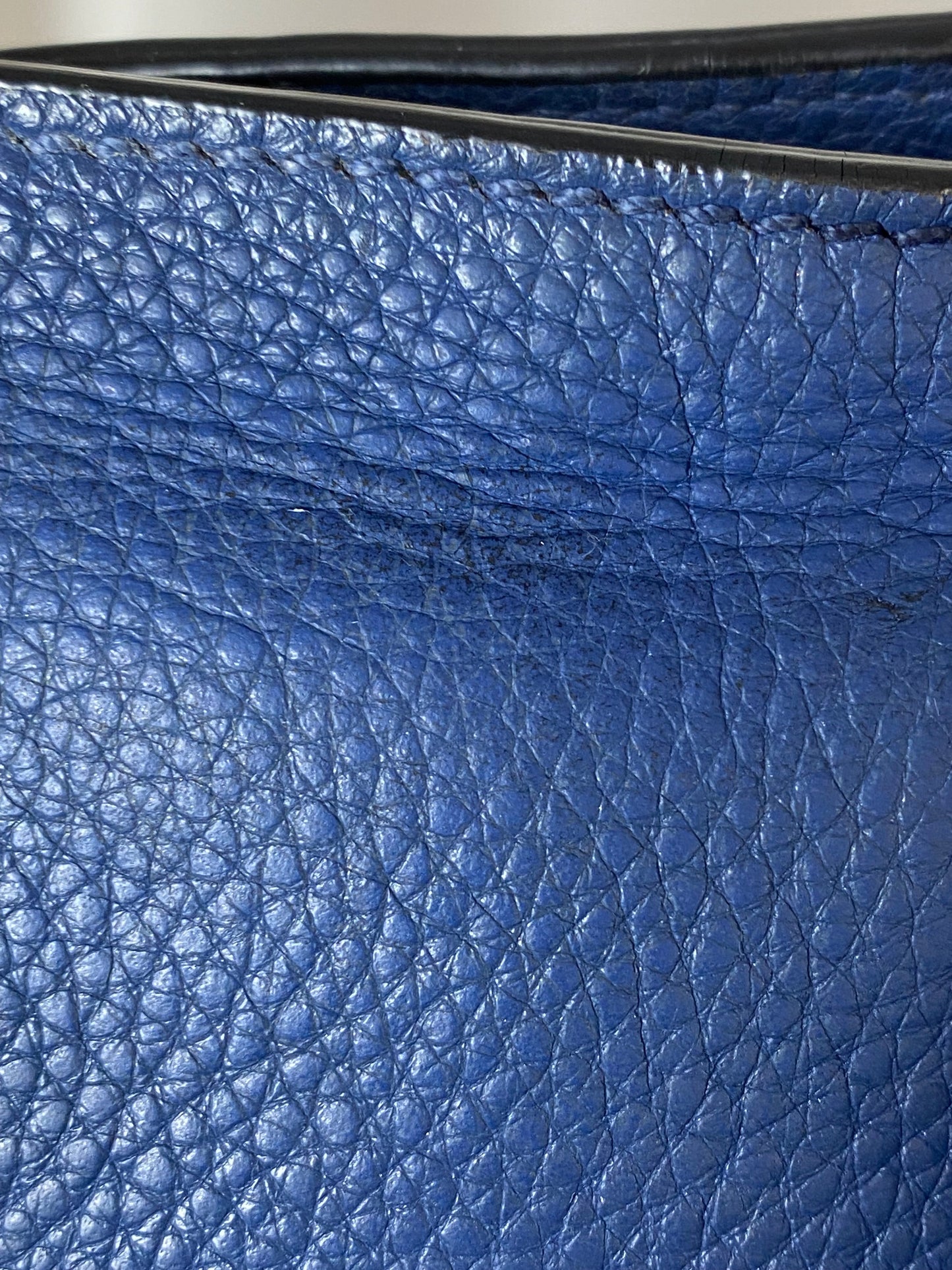 Prada Blue Vitello Daino Tote Bag