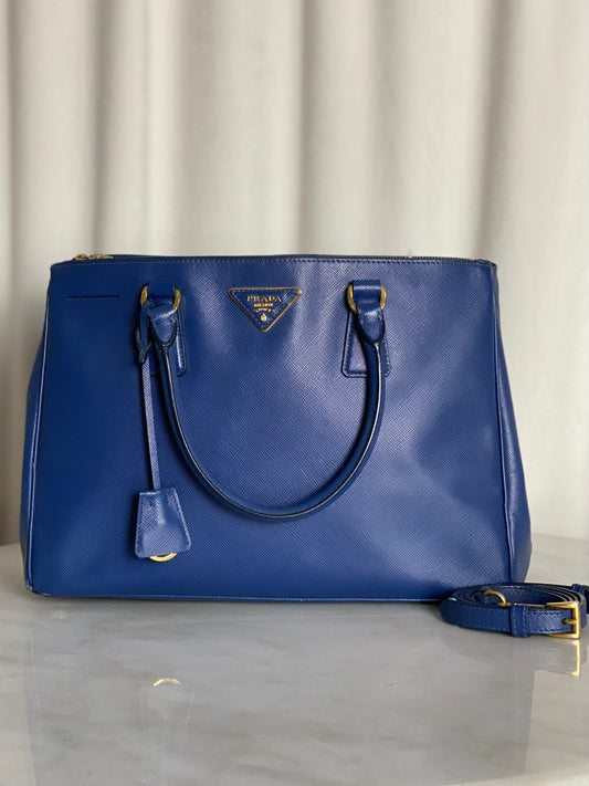 Prada Blue 2 Zip Tote Bag