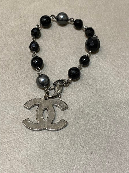 Chanel Black CC Pearl Bracelet