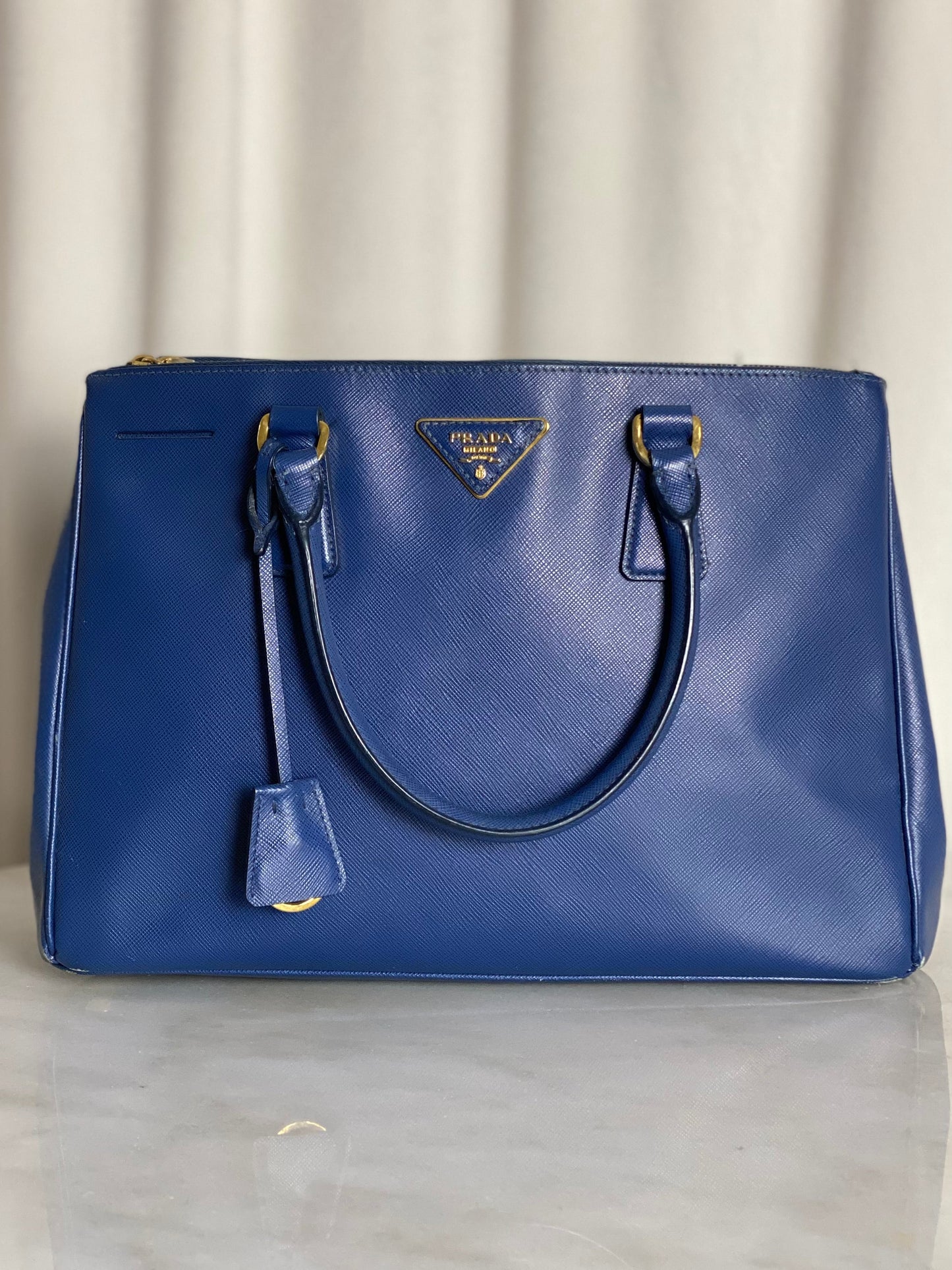 Prada Blue 2 Zip Tote Bag