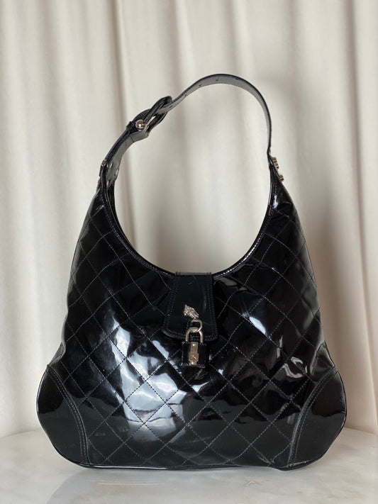 Burberry Black Vernis Hobo Bag