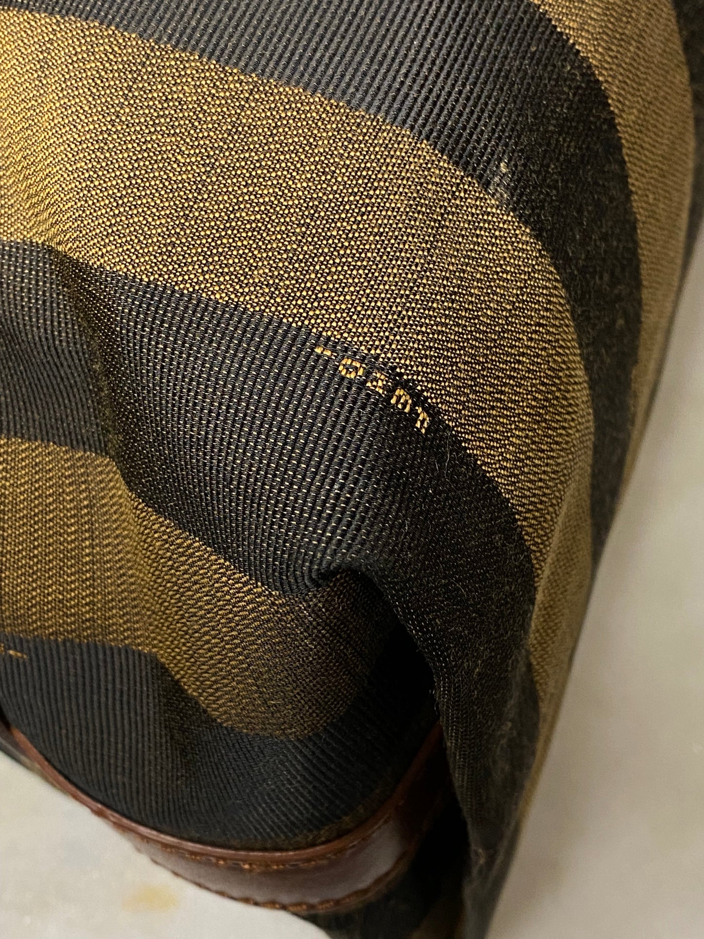 Fendi Brown Pequin Stripe Shoulder Bag