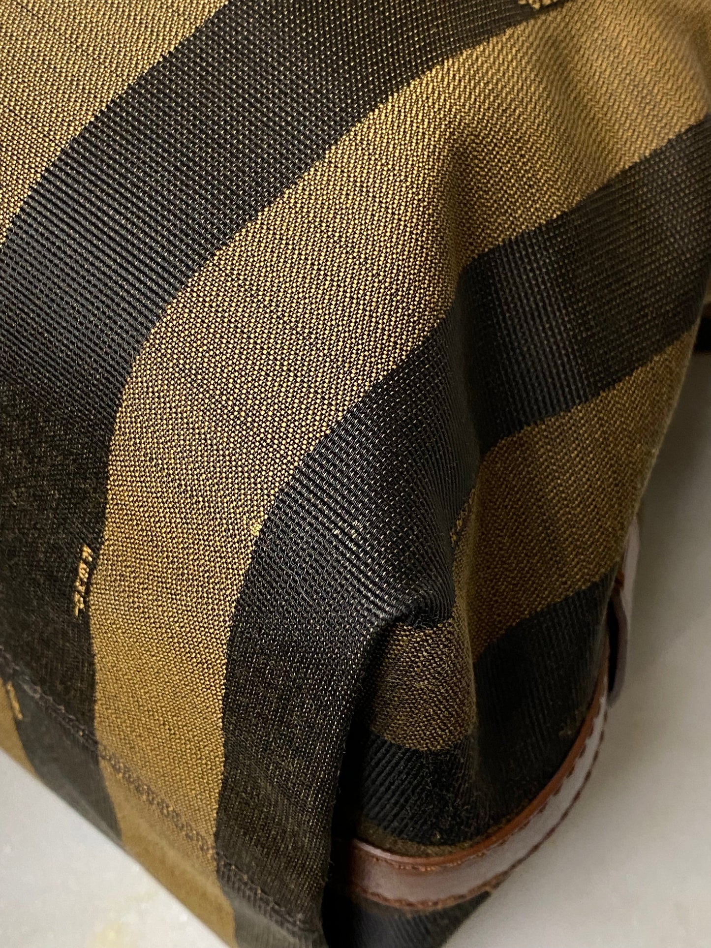 Fendi Brown Pequin Stripe Shoulder Bag