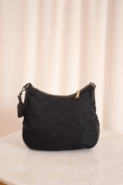 Prada Black Nylon Hobo Bag