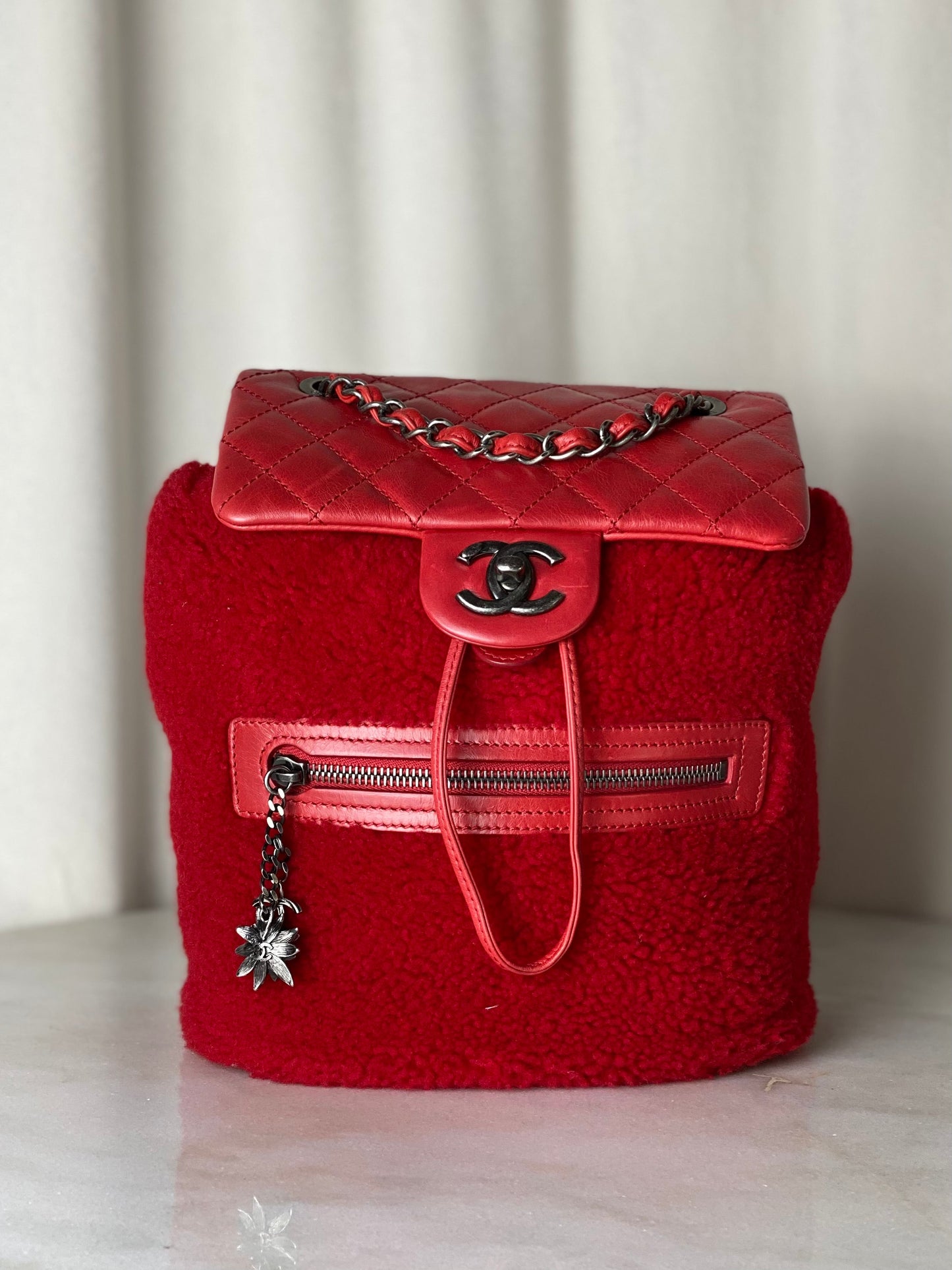 Chanel Red Classic Mountain Quilted Backpack Bag