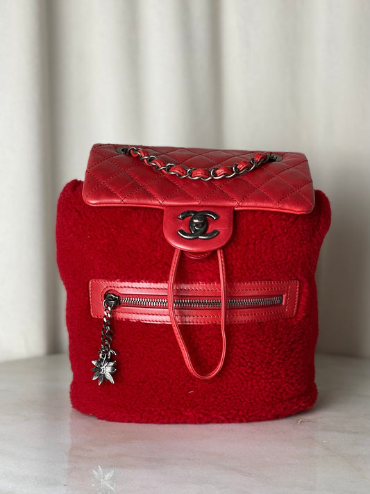 Chanel Red Classic Mountain Quilted Backpack Bag