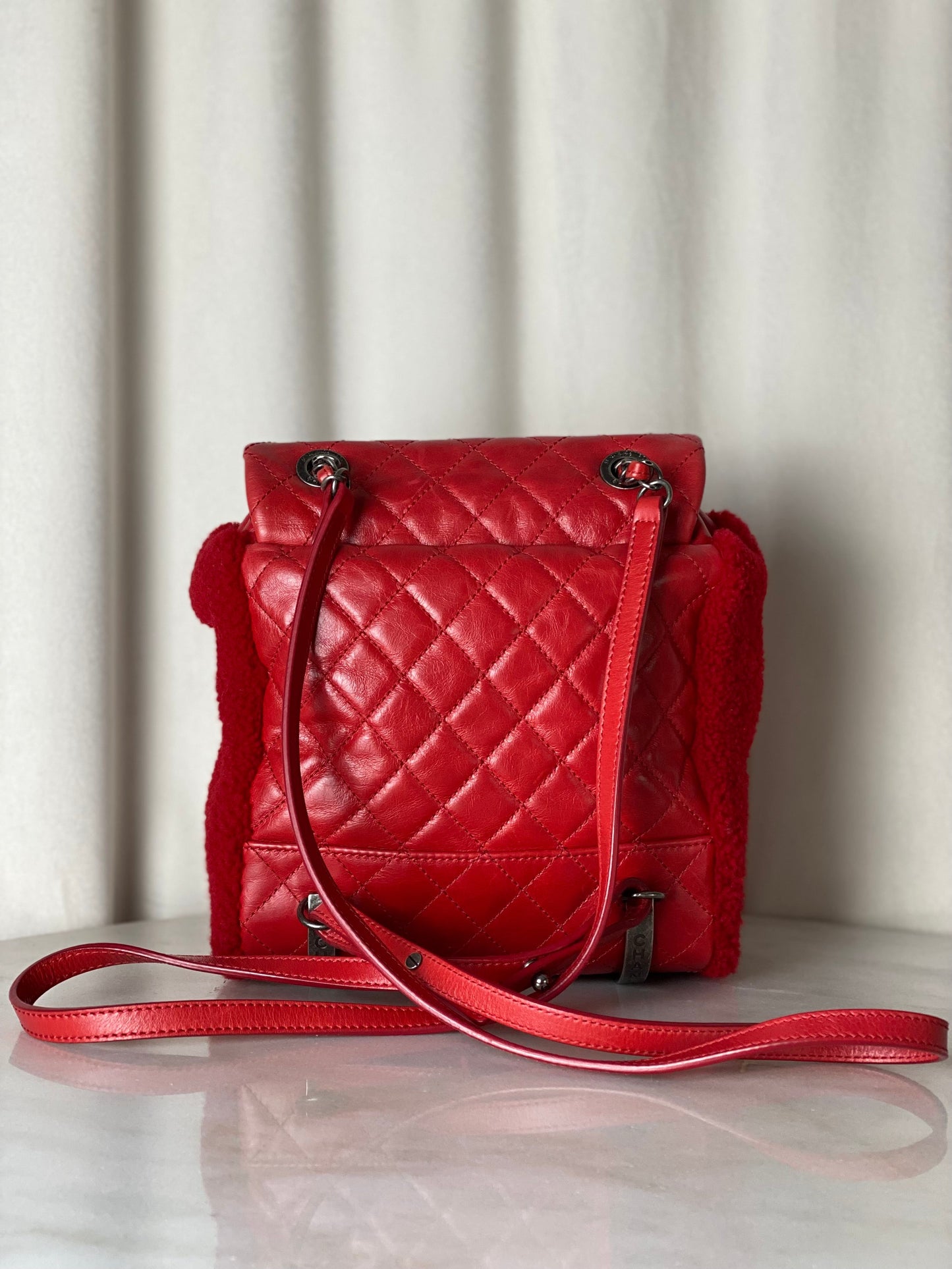 Chanel Red Classic Mountain Quilted Backpack Bag