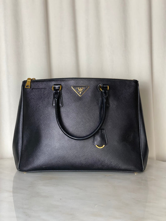 Prada Black 2 Zip Tote Bag