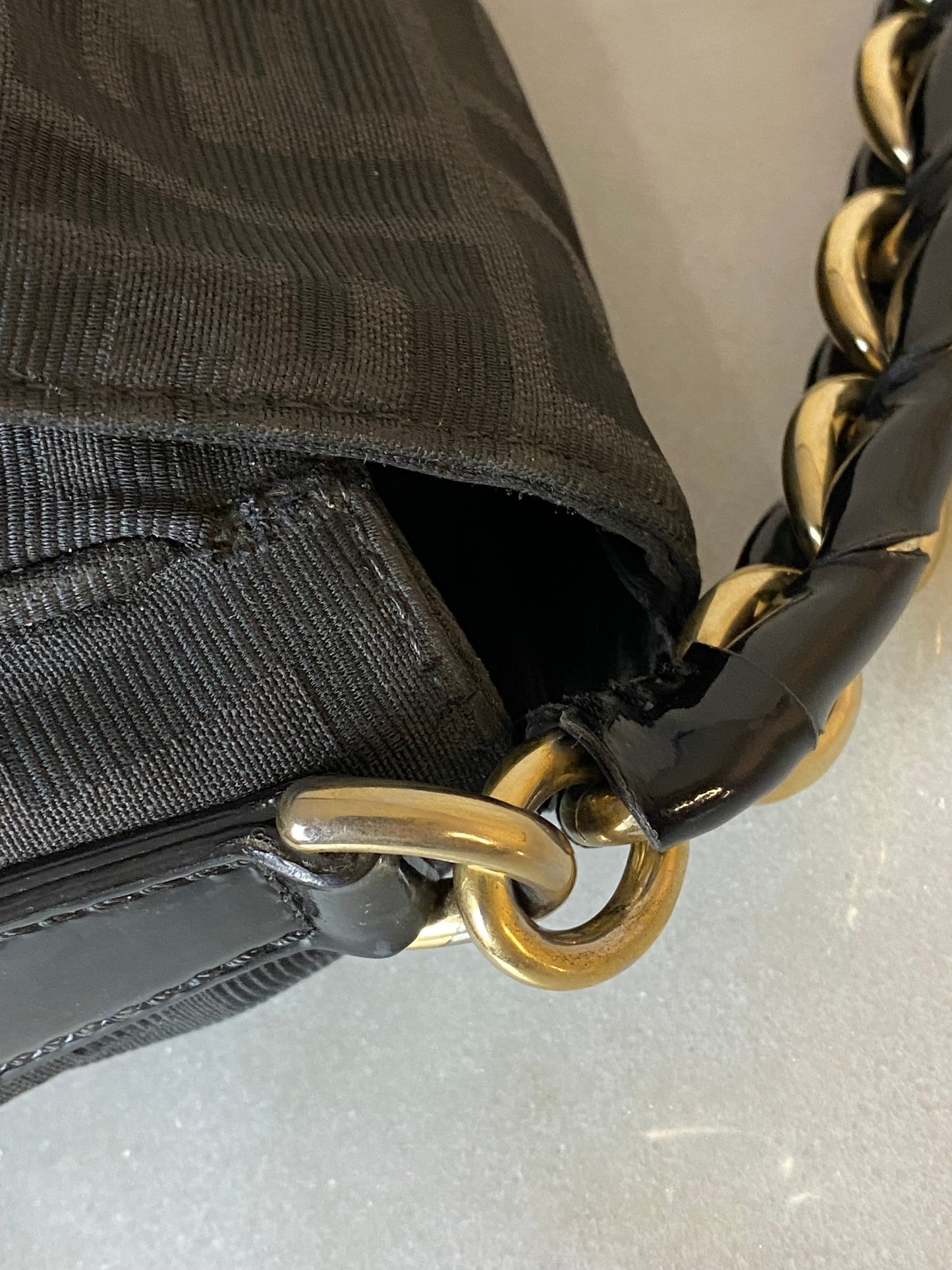 Fendi Black Mia FF Fabric Shoulder Bag