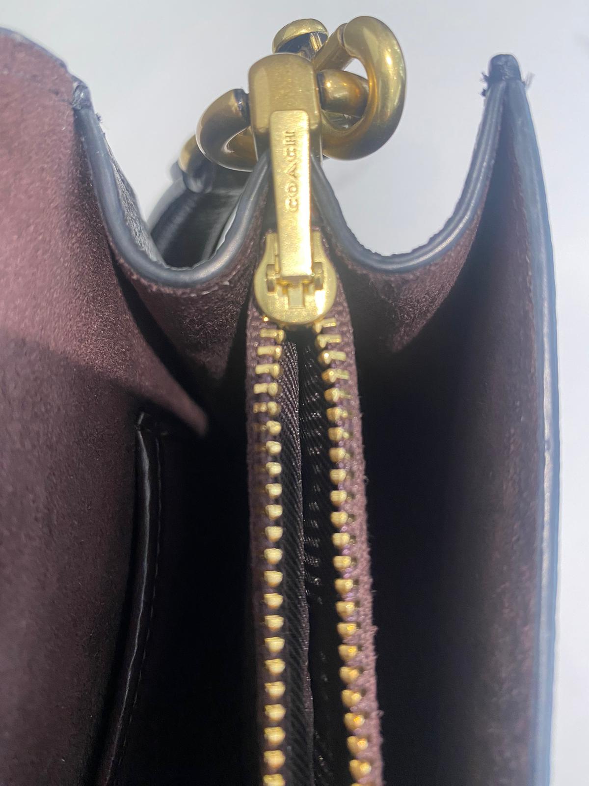 Coach Black Leather Handbag with Gold Hardware