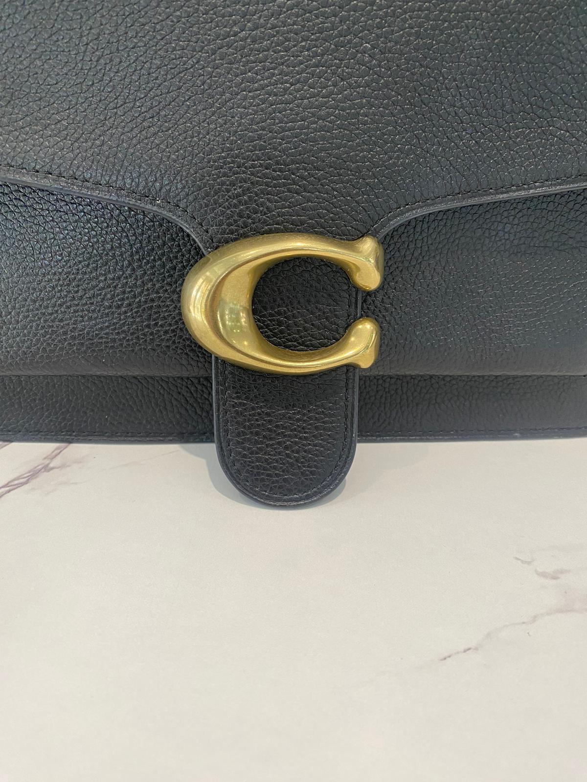 Coach Black Leather Handbag with Gold Hardware