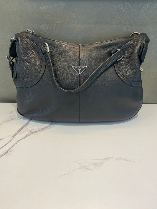Prada Black Leather Shoulder Bag
