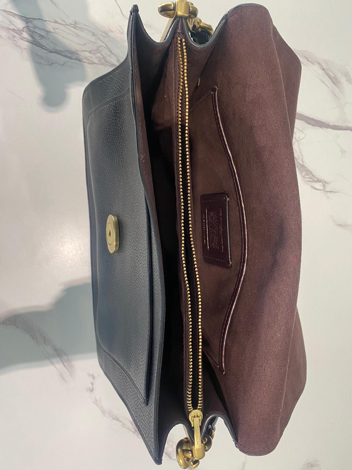 Coach Black Leather Handbag with Gold Hardware