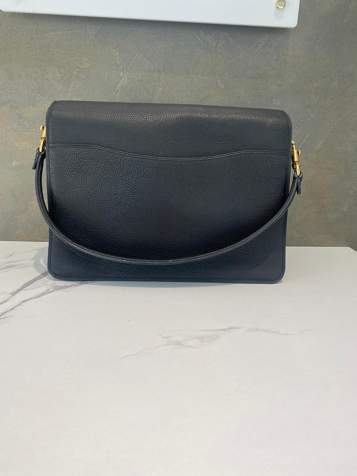 Coach Black Leather Handbag with Gold Hardware