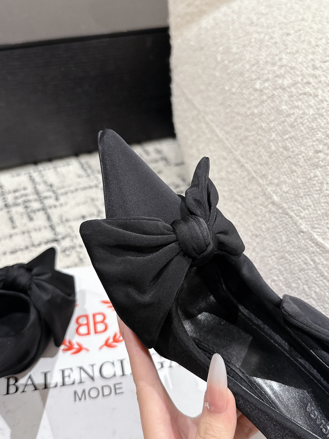 Balanciaga KNIFE KNOT 95MM PUMP IN BLACK STRETCH CUPRO AND NYLON JERSEY