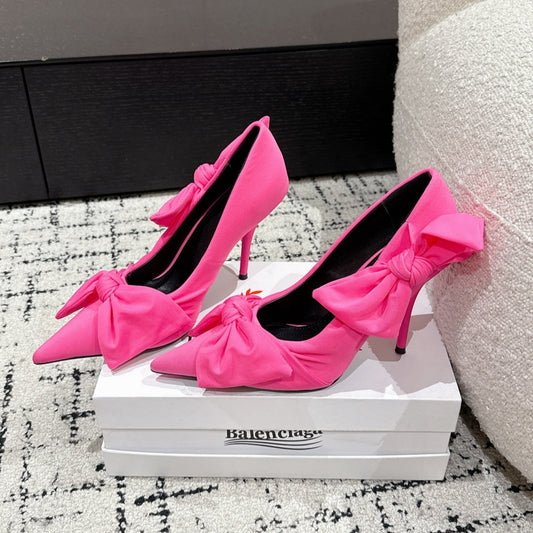 Balanciaga KNIFE KNOT 95MM PUMP IN BRIGHT PINK STRETCH CUPRO AND NYLON JERSEY