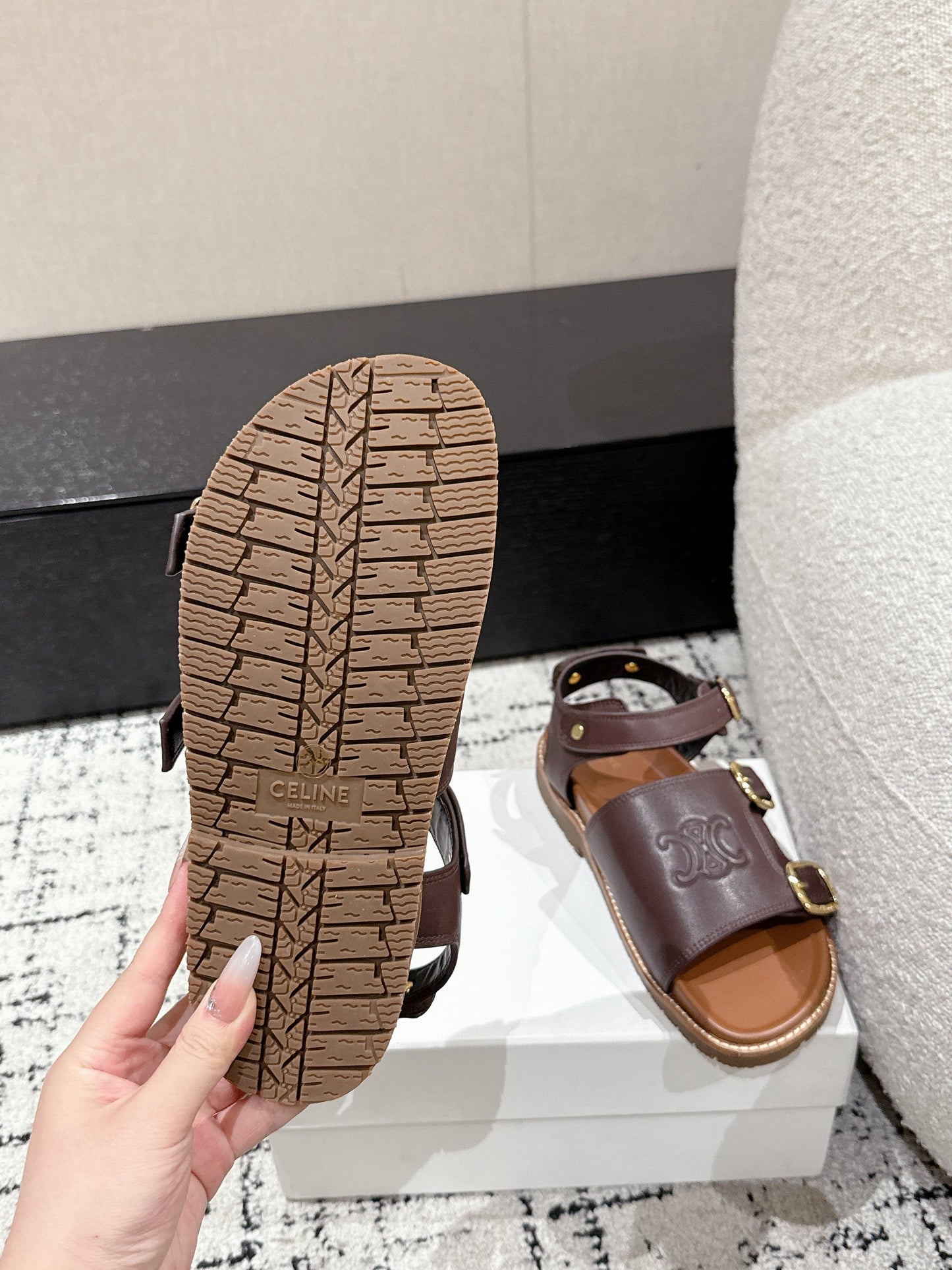 Celine CELINE 25C Dad Sandal Mule Hickory Brown Cowhide 232352