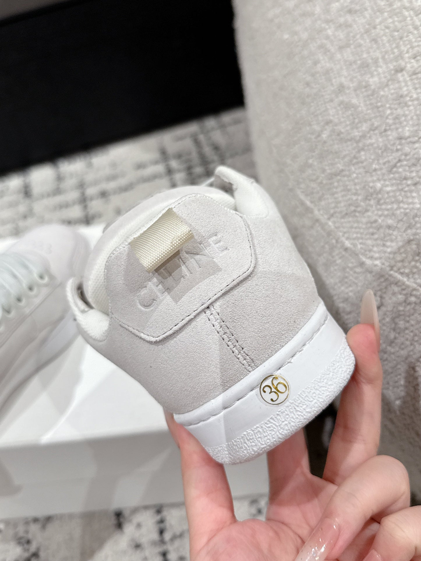 Celine CELINE 25C Huntington Low Top Sneaker White Suede 232344