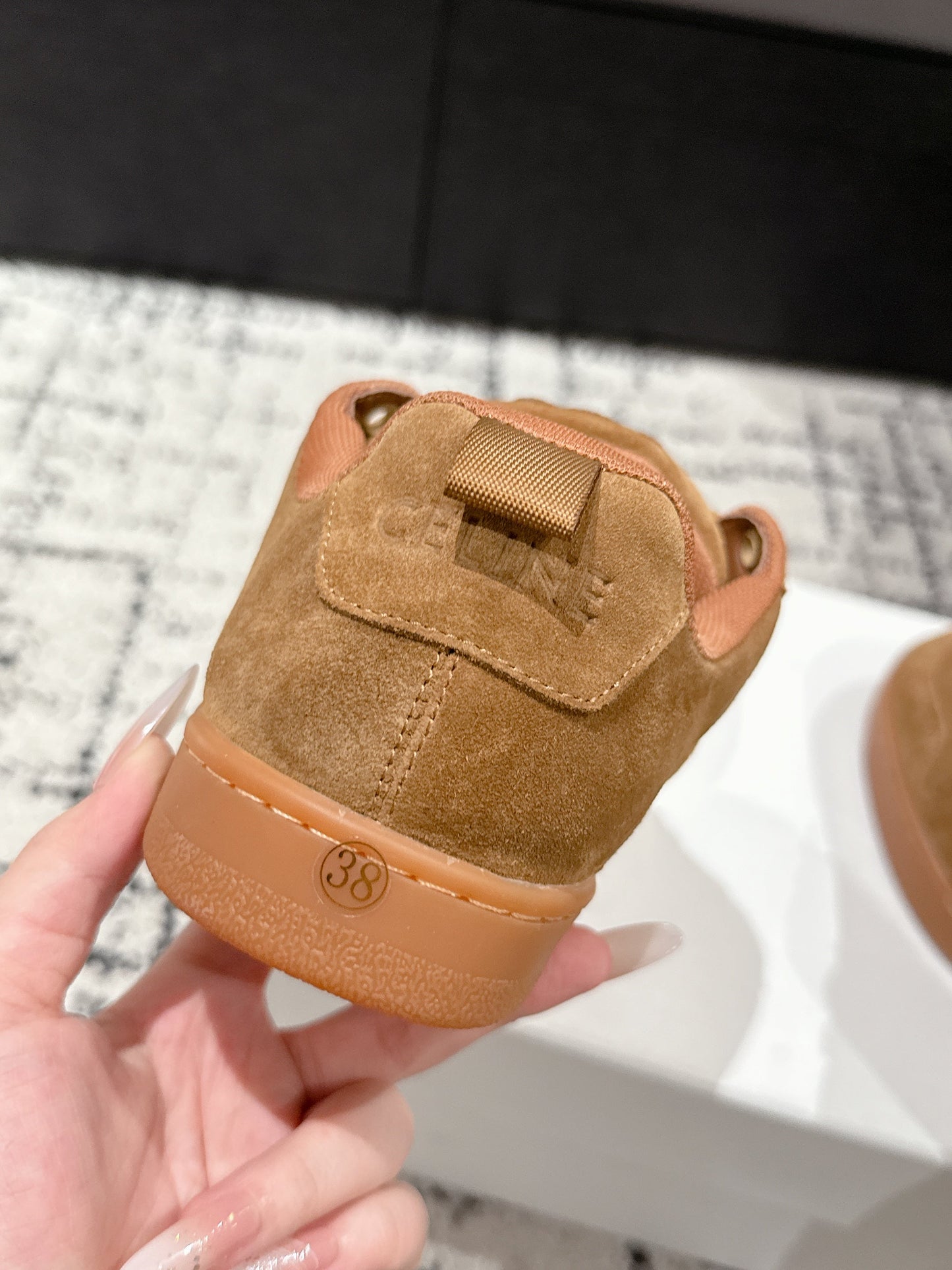 Celine CELINE 25C Huntington Low Top Sneaker Copper Brown Suede 232345