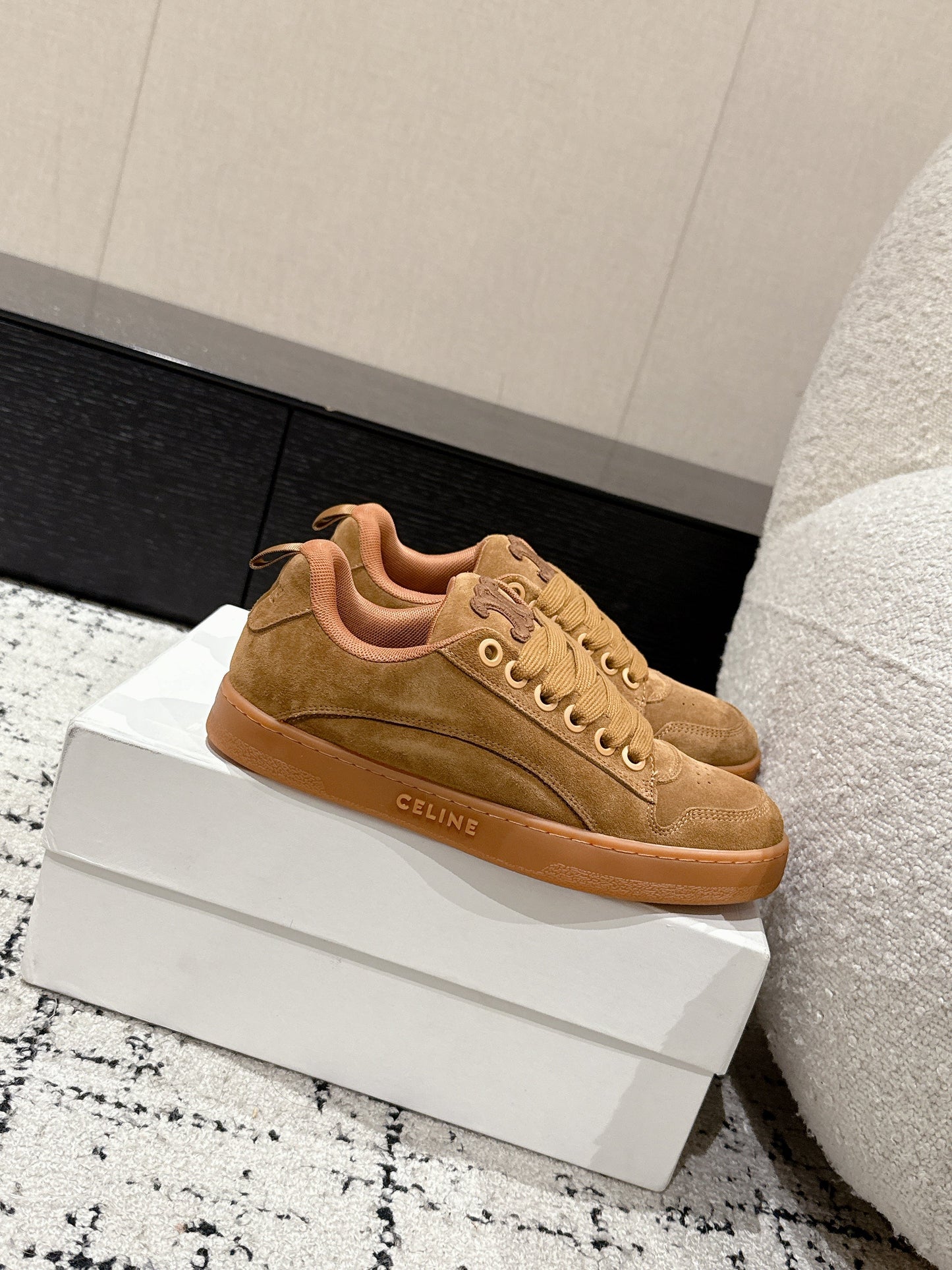 Celine CELINE 25C Huntington Low Top Sneaker Copper Brown Suede 232345