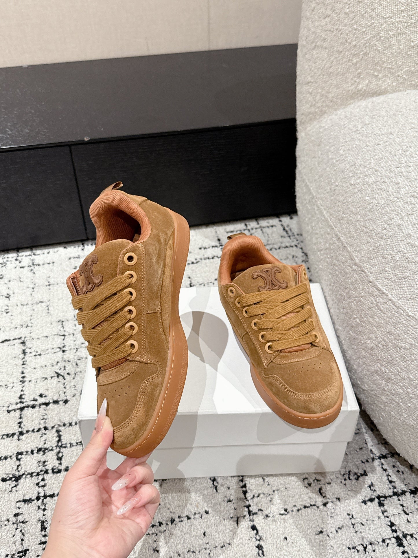Celine CELINE 25C Huntington Low Top Sneaker Copper Brown Suede 232345