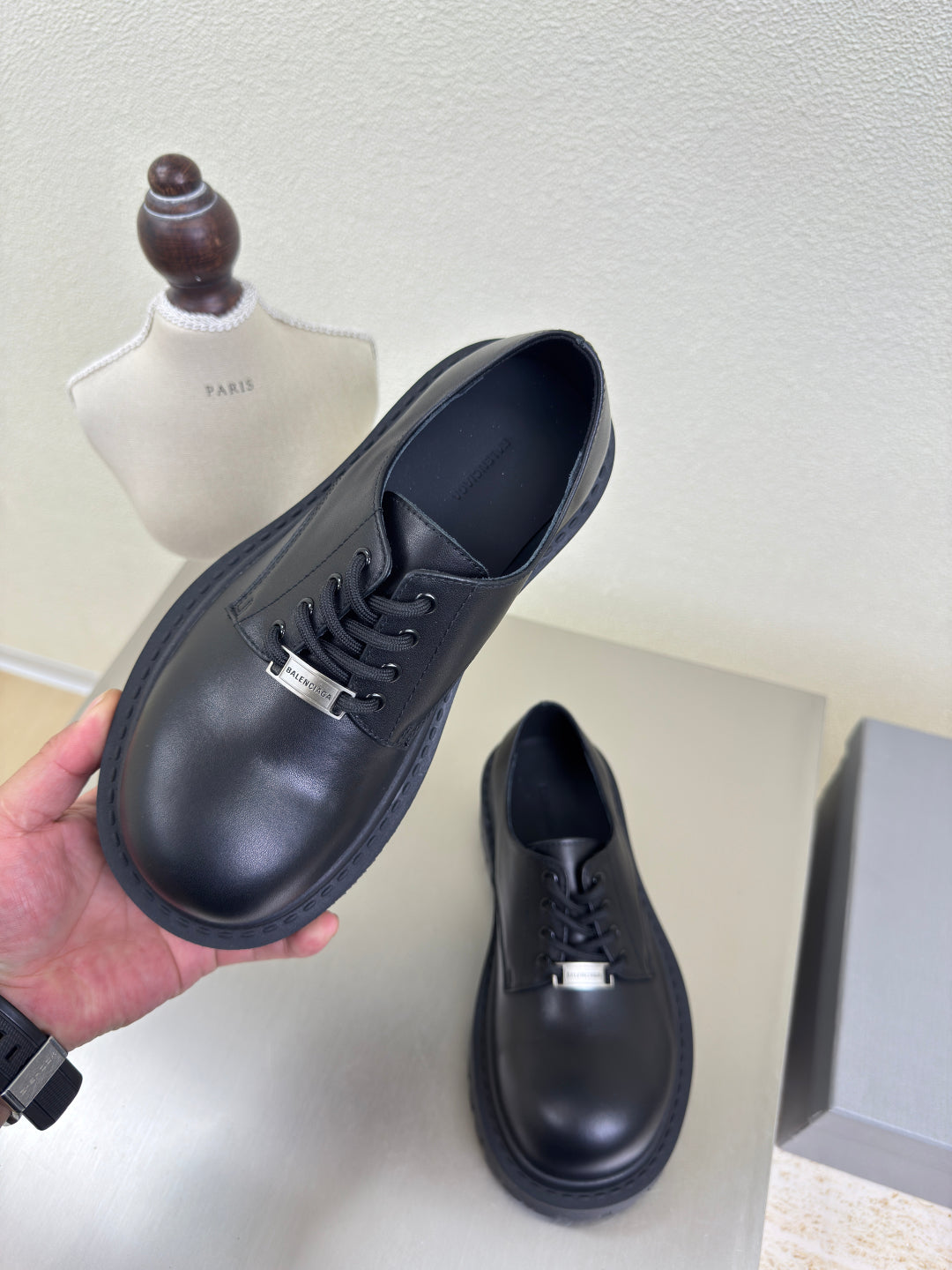 Balanciaga STOMPER DERBY IN BLACK SOFT LAMBSKIN