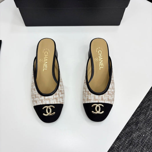 CHANEL 25 Mule Heel Mesh and Tweed 270797