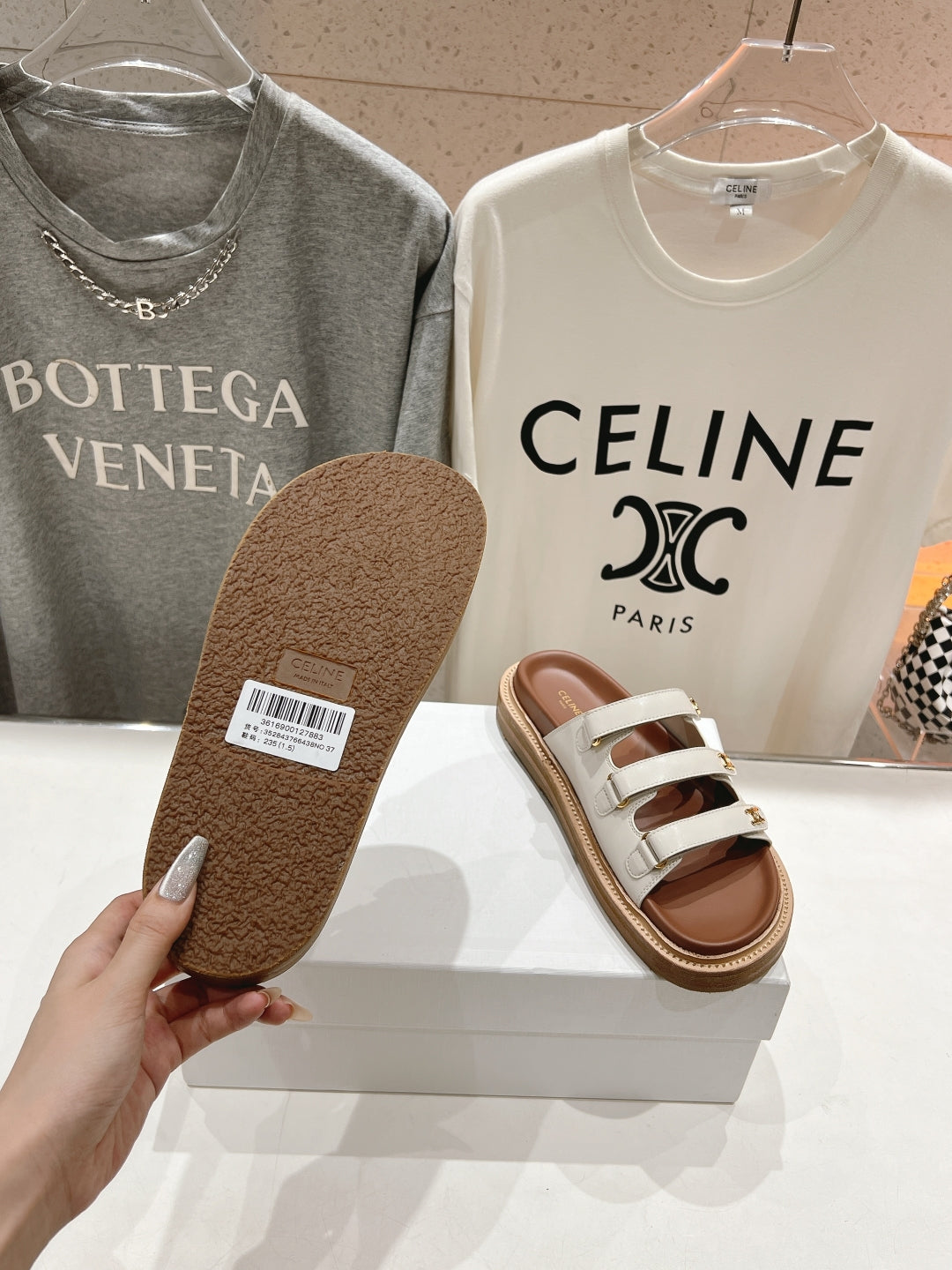 Celine CELINE Dad Sandal Mule White Cowhide 236752